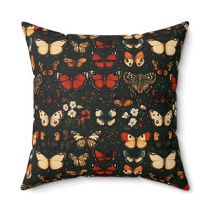 Vintage Butterfly Square Pillow, Retro Floral Butterflies Cushion, Gothic Decor, Home Decor Pillow, Throw Pillow Cover, Unique Accent Pillow