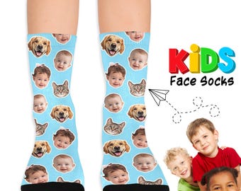 Personalized Face Socks for Kids, Funny Gift, Custom Photo Design