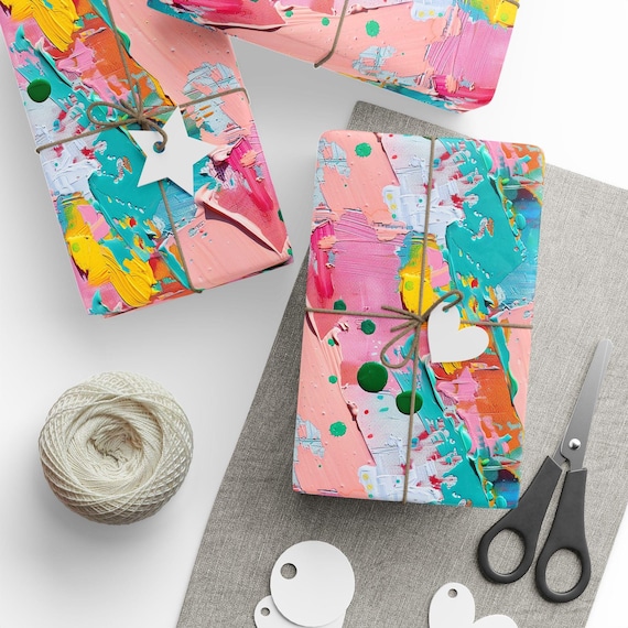 Wrapping Papers, Abstract Painting Gift Wrap, Brush Strokes, Colorful Modern Wrap Roll, Holiday Gift Wrapping, Artistic Paper Roll, Unique
