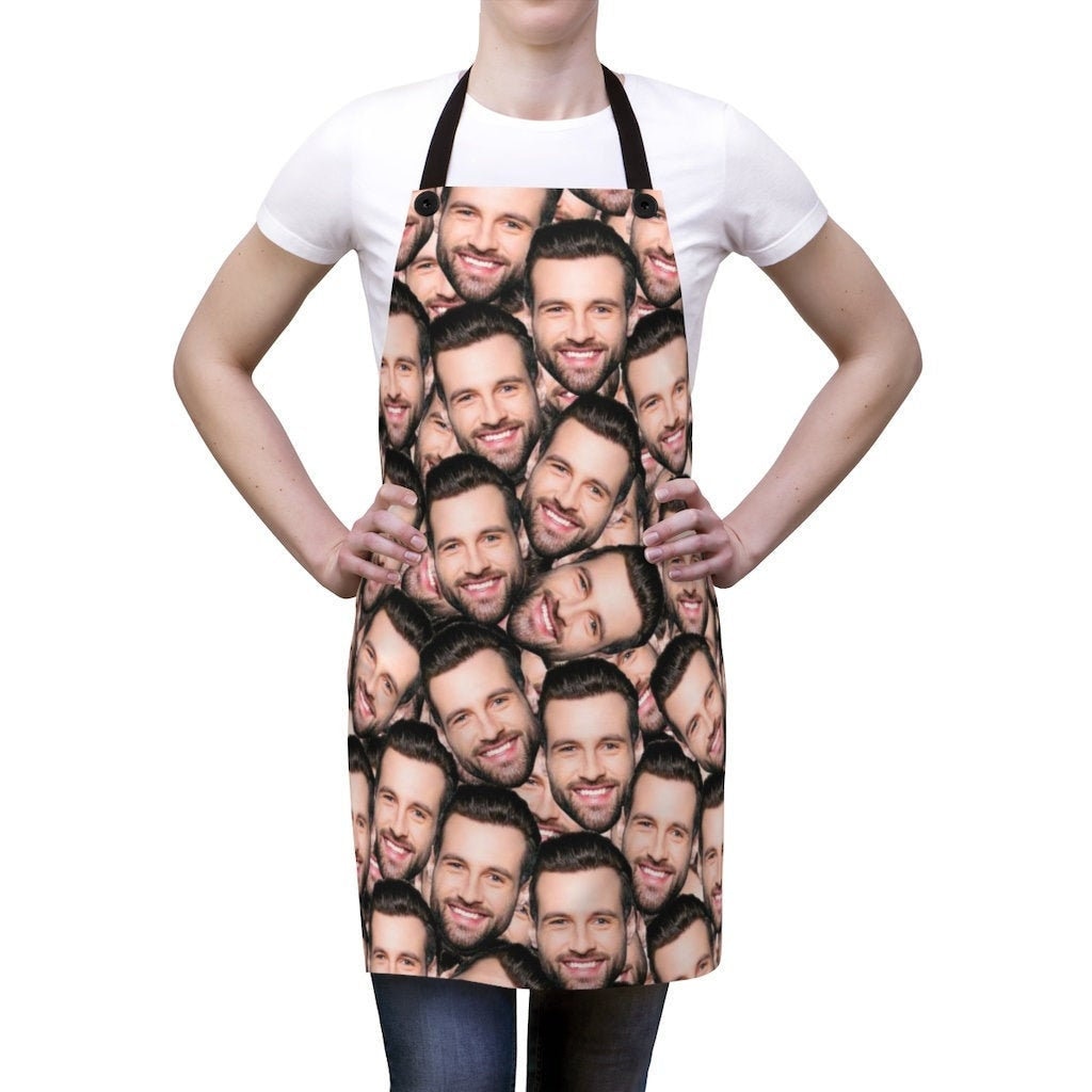 Personalized Faces Apron, Custom Photo Apron for Women and Men, Funny Crazy Face Kitchen Apron Personalized Kitchen Custom Picture Chef Gift