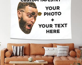 Custom Tapestry Wall Hanging, Personalized Photo and Text Wall Art