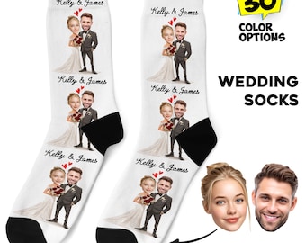 Personalized Wedding Socks – Custom Photo Face Socks for Groom, Bride & Groomsmen