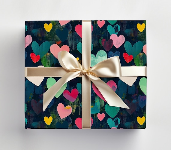 Wrapping Papers: Heart Gift Wrap for Valentine's Day, Colorful Hearts Wrapping Roll, Love Theme Present Wrap, Romantic Holiday Packaging