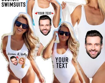 Traje de baño personalizado con foto y texto, regalo para ella.