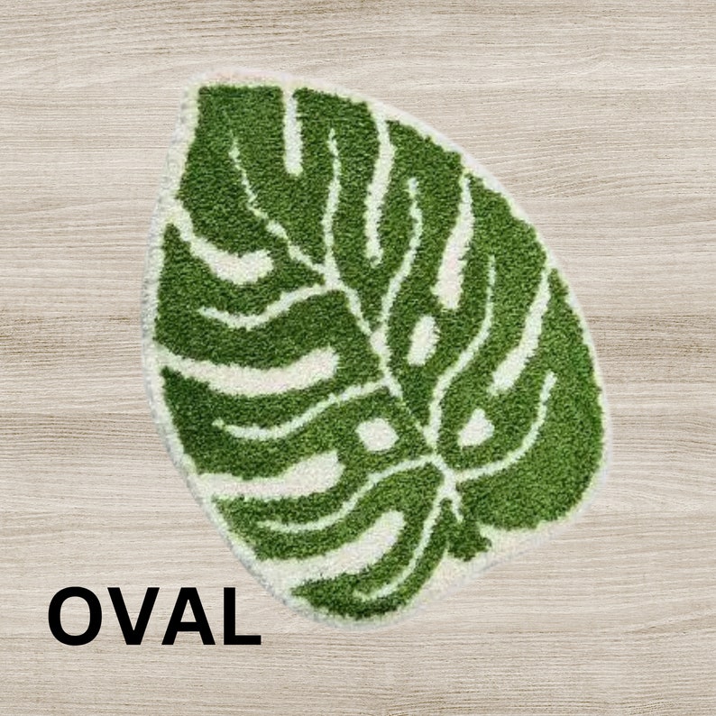 Monstera Leaf Tufted Rug, Monstera Bath Mat, Irregular Rug, Cool Rugs, Green Rug, Small Rug