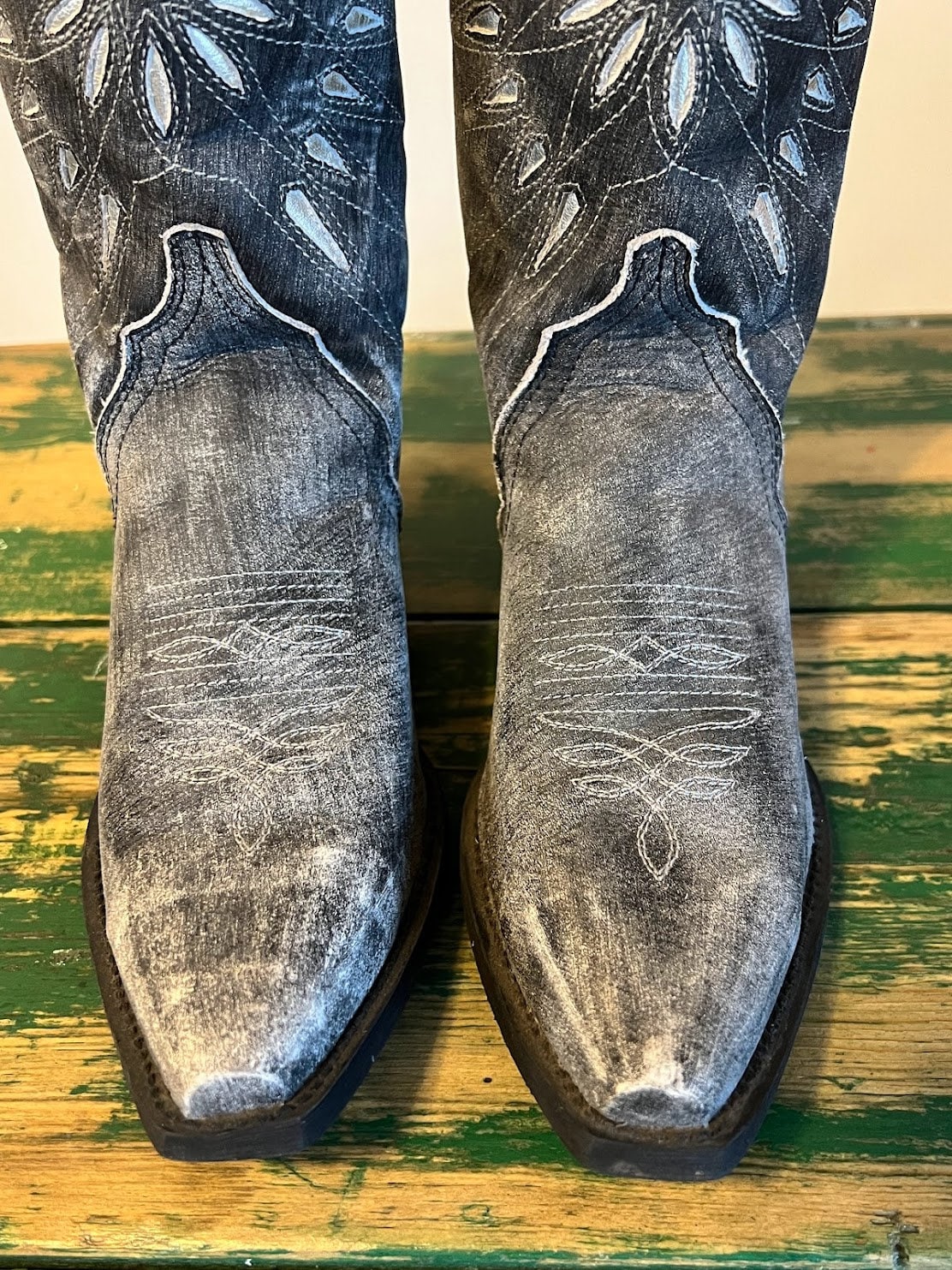 Hawkwell Bottes de cowboy brodées à bout carré avec fermeture éclair