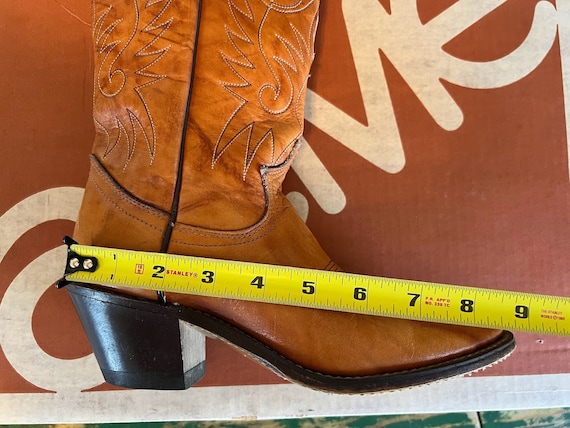 Vintage Acme Cowboy Boots in Original Box, Women's 6, Tan W Brown