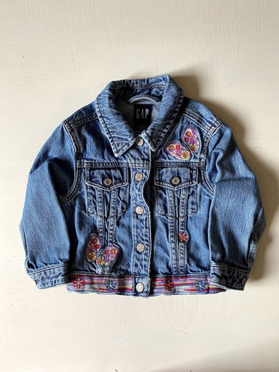 Vintage Gap Girl's Embroidered Denim Jean Jacket,