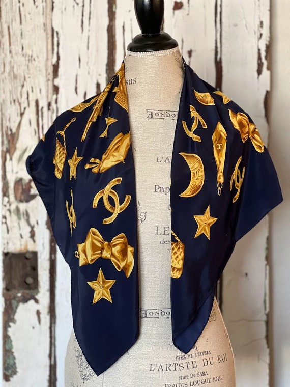 Vintage Chanel Black & Gold Coin Scarf