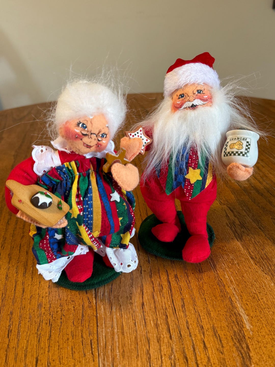 グ*ル様 ◆オークション◆ アンリ人形☆クリスマス・Santa With Rei Vintage Annalee Santa & Mrs Claus 8” Art Dolls, Handmade Felt Doll