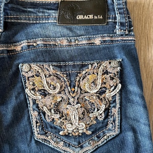 Jeans Capri Grace In LA - Taille Junior 5 - Bon état - Détails Brodés