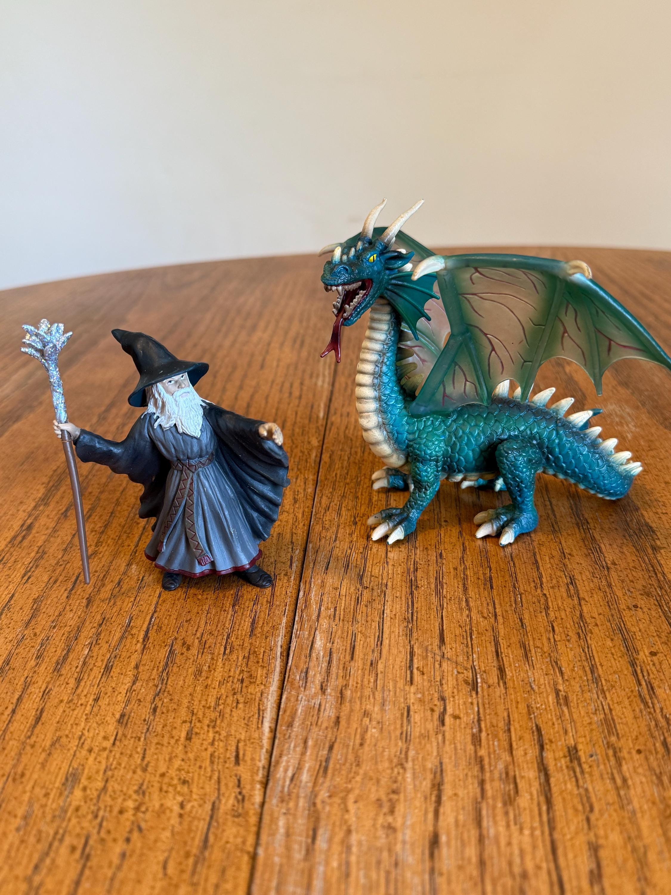 Vintage Schleich Wizard & Green Dragon, Collectible 2003-2004