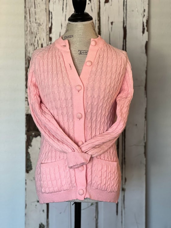 Pink sweater button best sale up
