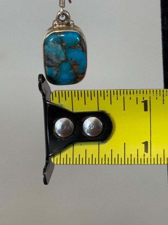 Turquoise Rectangle Stone Earrings we/ Sterling S… - image 7