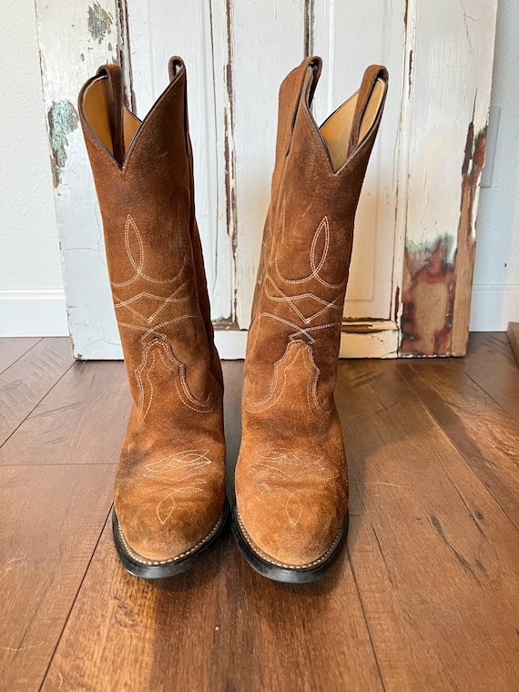 Rare Levi's Suede Leather Cowboy Boots, Men's 7, … - image 3