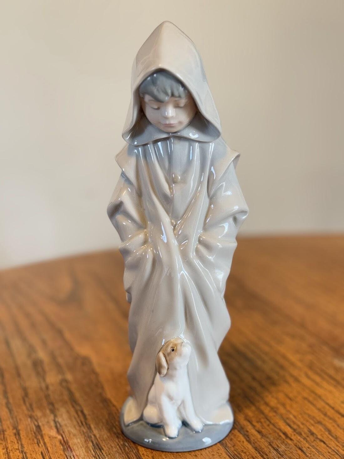 1982 NAO by Lladro Porcelain Figurine, Boy W/ Dog, Handmade in