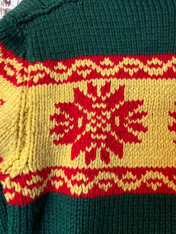 Handmade Knit Sweater in Rasta Colors Red/Green/Y… - image 7