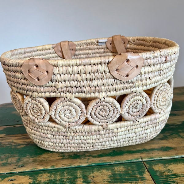 Panier Woven Basket Purse with Leather