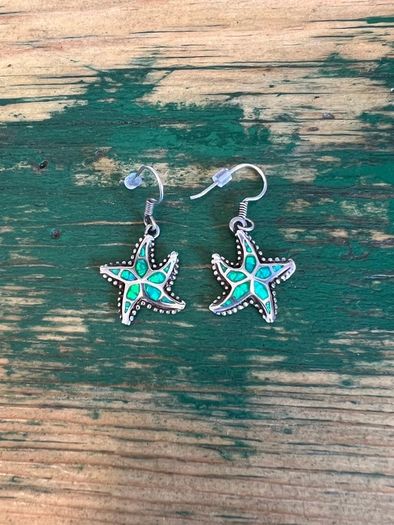 Vintage Mexico 950 Silver & Opal Starfish Earrings