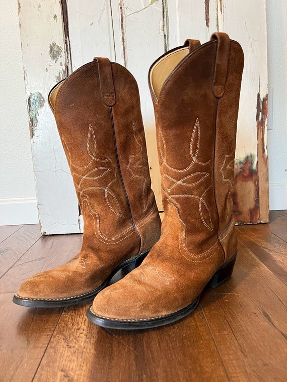 Rare Levi's Suede Leather Cowboy Boots, Men's 7, … - image 2