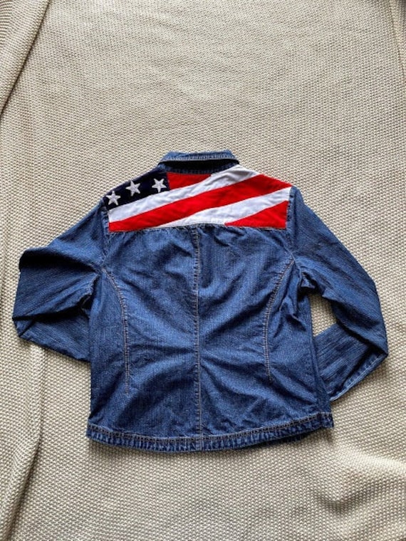 Patriotic Denim Jacket, Handmade Upcycled French C