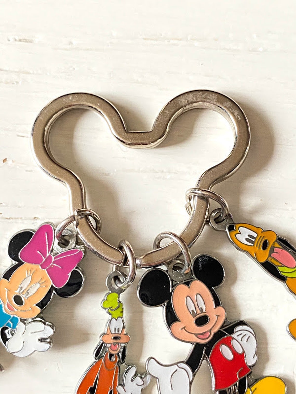 Disney Characters Keychain Metal & Enamel Mickey Head Split Etsy