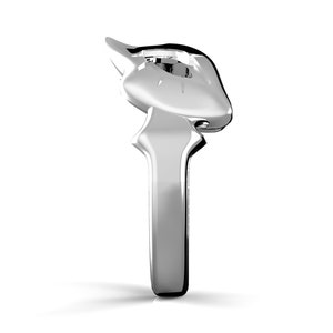 May include: A silver ring with a stylised design featuring a single clear gemstone.