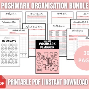 Poshmark reseller planner Poshmark Planner spreadsheet bundle Poshmark inventory tracker for sellers Poshmark Organization bundle brain dump