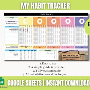 2025 Habit Tracker Template: Google Sheets Routine Tracker (digital ...