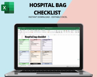 Hospital Bag Checklist, New Baby Packing List, New Baby excel checklist, baby bag checklist hospital, birth plan checklist for new mums