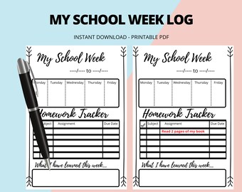 student homework diary 2023 School Week Tracker, School Homework Tracker, 2023 Education Tracker, 2023 School planner, 2023 school diary, 2023 Printable Tracker