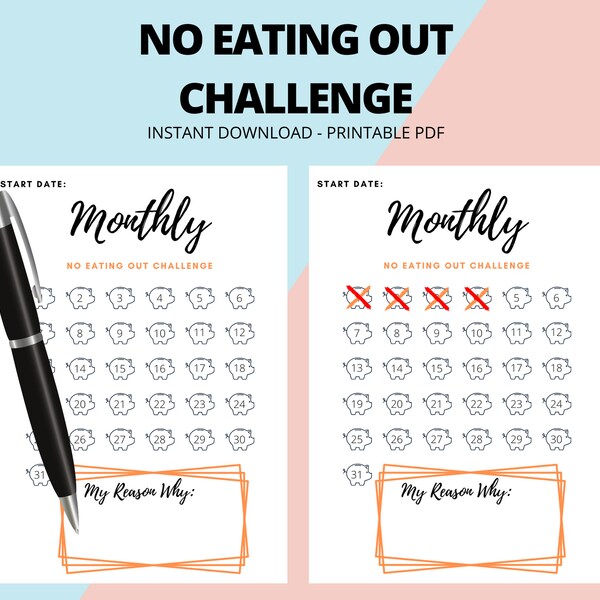No takeaway month, Printable no fast food challenge, Home cooked meal challenges jornal, 2024 healthy food tracker, No restaurant challenge