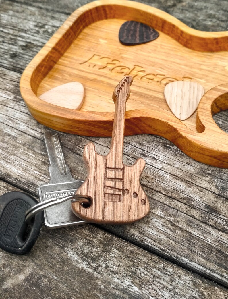 Custom Engraved Stratocaster Keychain Personalized Guitar Etsy