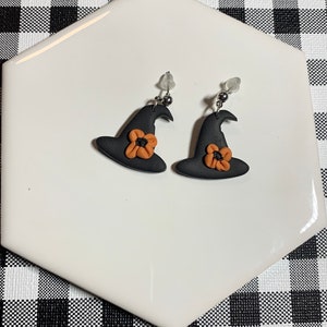 Spooky Jewelry, floral witch clay earrings, witchy earrings