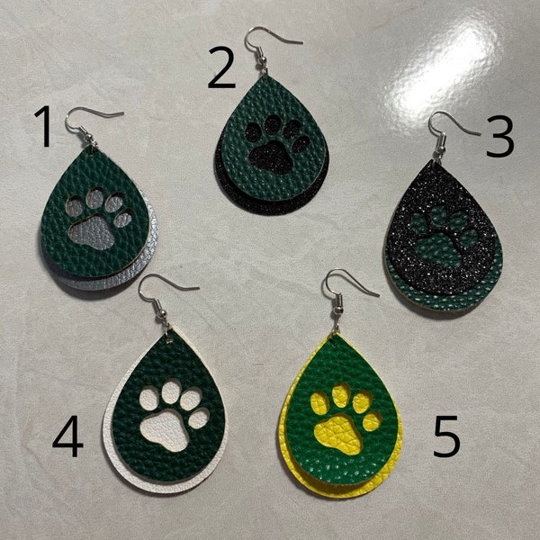 Paw Print Earrings | Wildcat Earrings | Bulldog PawPrints | Tiger Earrings | School Mascot Earrings | gifts for her | gifts for mom, gameday