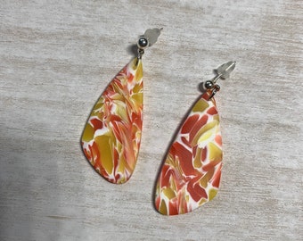 Chiefs Statement Clay Earrings, KC Earrings, Red and yellow earrings, gifts for KC fan, gifts for her, gameday earrings