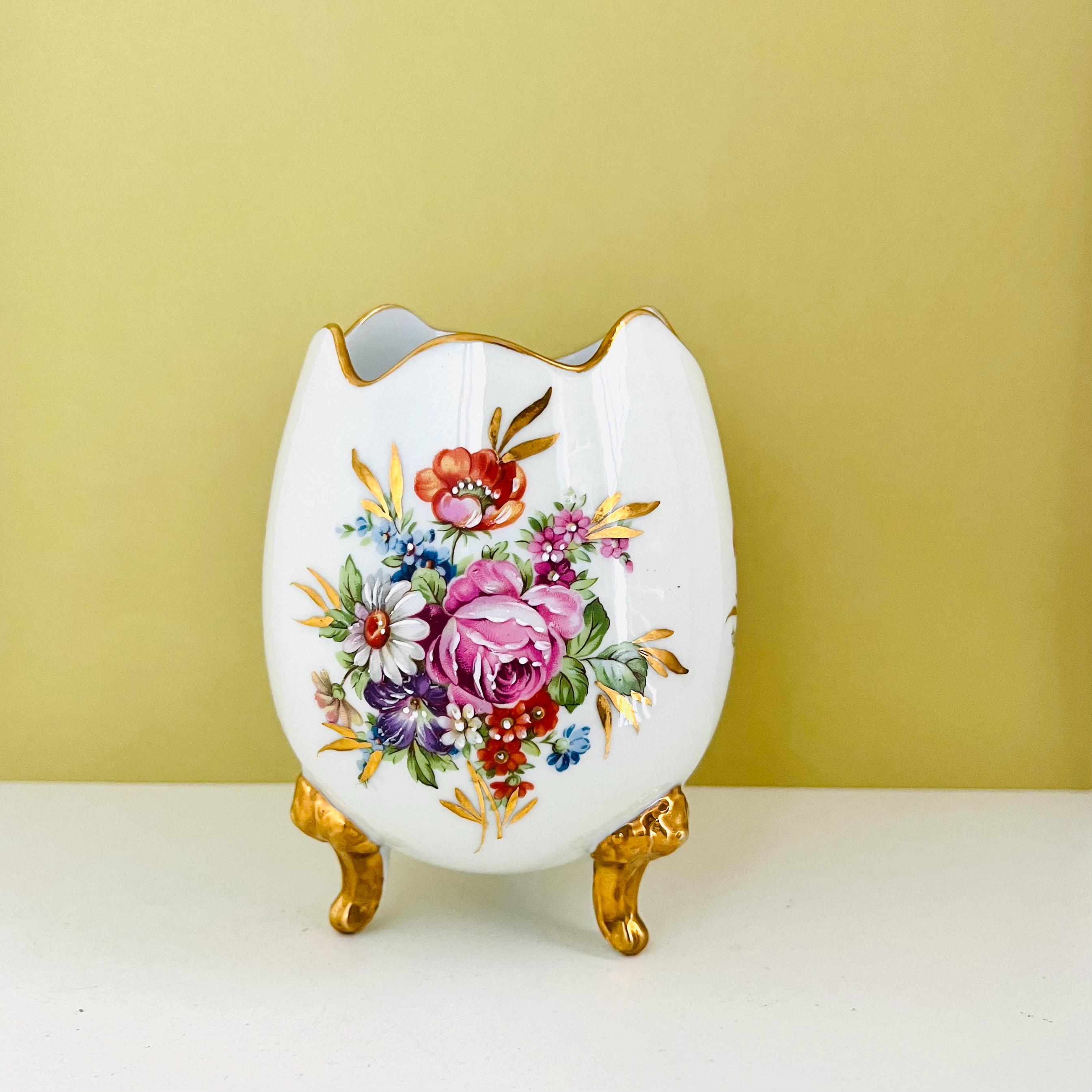 Limoges 花柄ボックス 陶磁器 Vintage Limoges Box French Porcelain Trinket Casket Hand