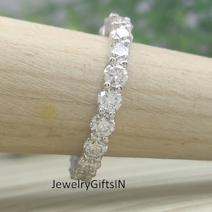2Ct White Moissanite Full Eternity Wedding Band in 14k/18K White Gold Band -Brilliant Cut Moissanite Band-Moissanite Full Eternity-CZ band