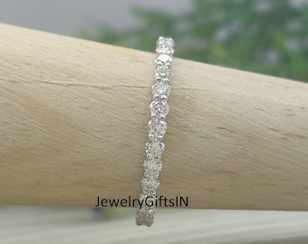 1Ct Round Cut White Moissanite Full Eternity Wedding Band Ring / Solid 14K/18K White Gold Eternity -Bridal Ring Anniversary Ring -Gift Band