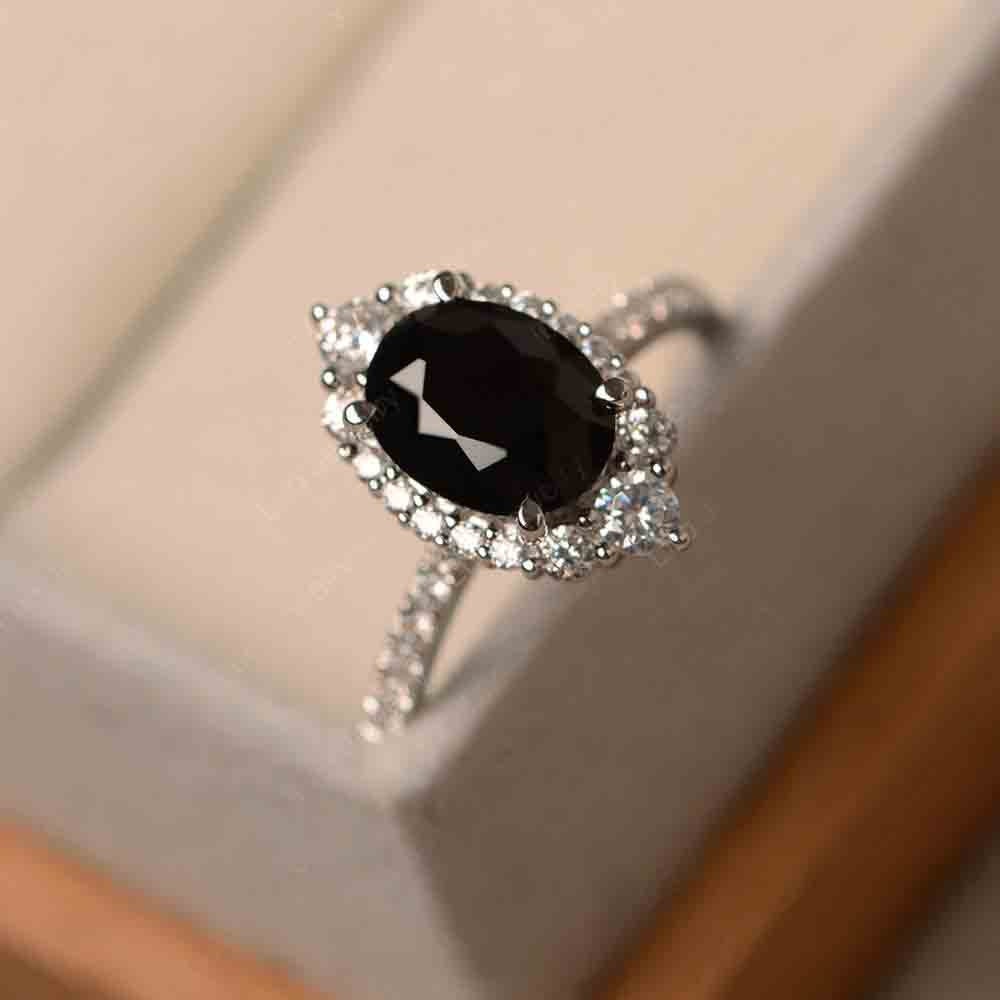 Vintage 2.16 CT Oval Cut Black Onyx Diamond Engagement Ring / - Etsy