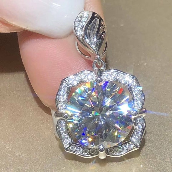 1 Ct Near White Princess Cut Moissanite Only Pendant 925 Sterling Silver