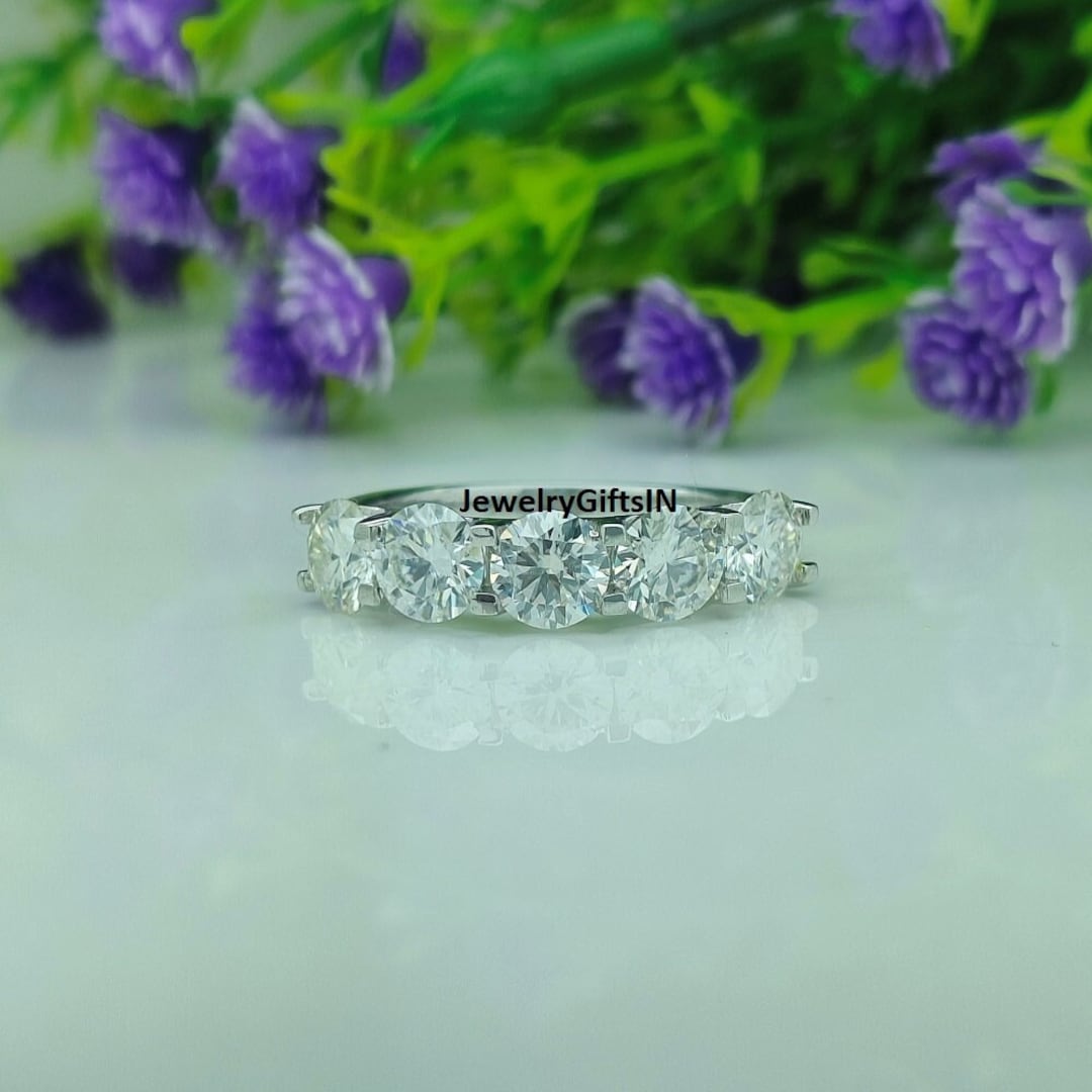 5.52 Carat Moissanite Side Stone Ring