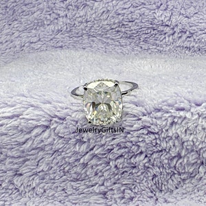 6.20 CT Cushion Cut White Diamond Engagement Ring/ 14K/18K White Gold Ring/ Elongated Hidden Halo Engagement Ring/ Cushion Moissanite Ring