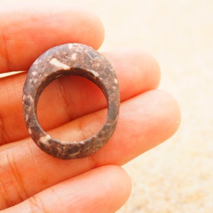 Stone ring, beach pebble ring, natural, raw stone, unique, minimalist, Mediterranean sea stone, beachwear, boho, wearable nature, earthy image 6