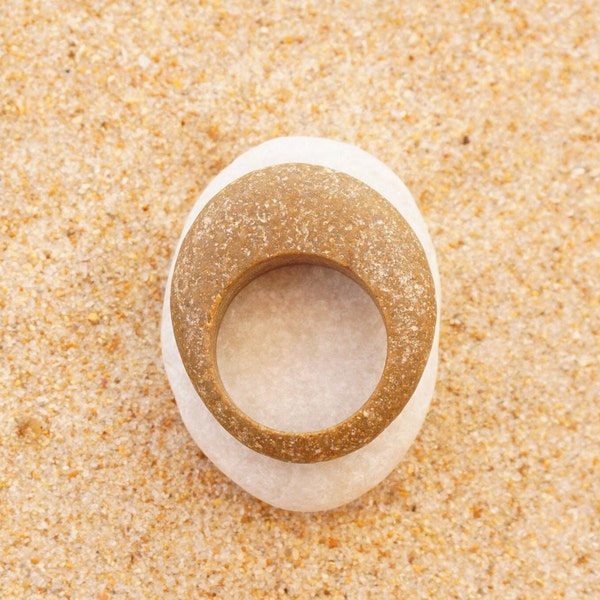 Stone ring, beach pebble ring, natural, raw stone, unique, minimalist, Mediterranean sea stone, beachwear, boho, wearable nature