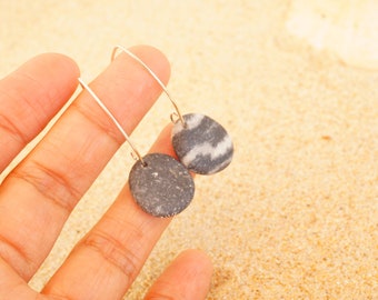 Pebble Earrings, Stone earrings, beach earrings, natural unique raw stone, minimalist, Mediterranean, beachwear, asymmetric, wearable Nature