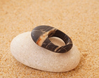 Stone ring, beach pebble ring, natural, raw stone, unique, minimalist, Mediterranean sea stone, beachwear, boho, wearable nature