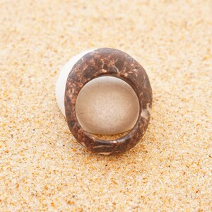 Stone ring, beach pebble ring, natural, raw stone, unique, minimalist, Mediterranean sea stone, beachwear, boho, wearable nature, earthy image 2