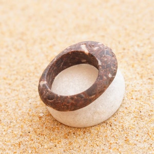 Stone ring, beach pebble ring, natural, raw stone, unique, minimalist, Mediterranean sea stone, beachwear, boho, wearable nature, earthy image 1