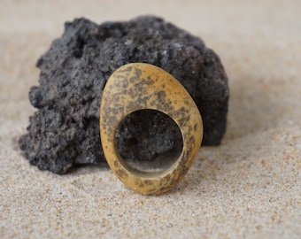 Stone ring, beach pebble ring, natural, raw stone, unique, minimalist, Mediterranean sea stone, beachwear, boho, wearable nature